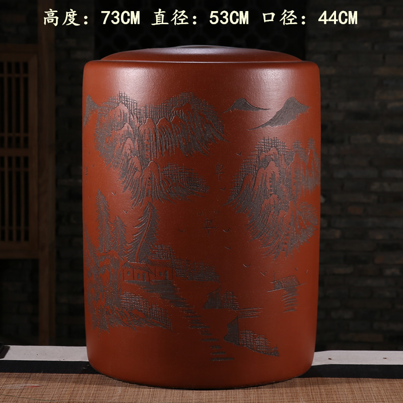 特大号紫砂茶叶罐宜兴原矿普洱茶叶缸手工大码密封存储陶罐散茶桶