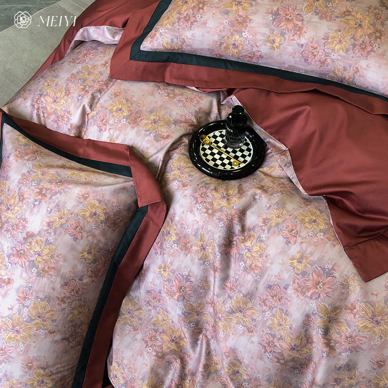 美式高级感100支长绒棉床单四件套全棉被套印花亲肤床上用品4,床上用品,床品套件/四件套/多件套,淘宝优惠券,粉丝福利购,淘宝优惠卷