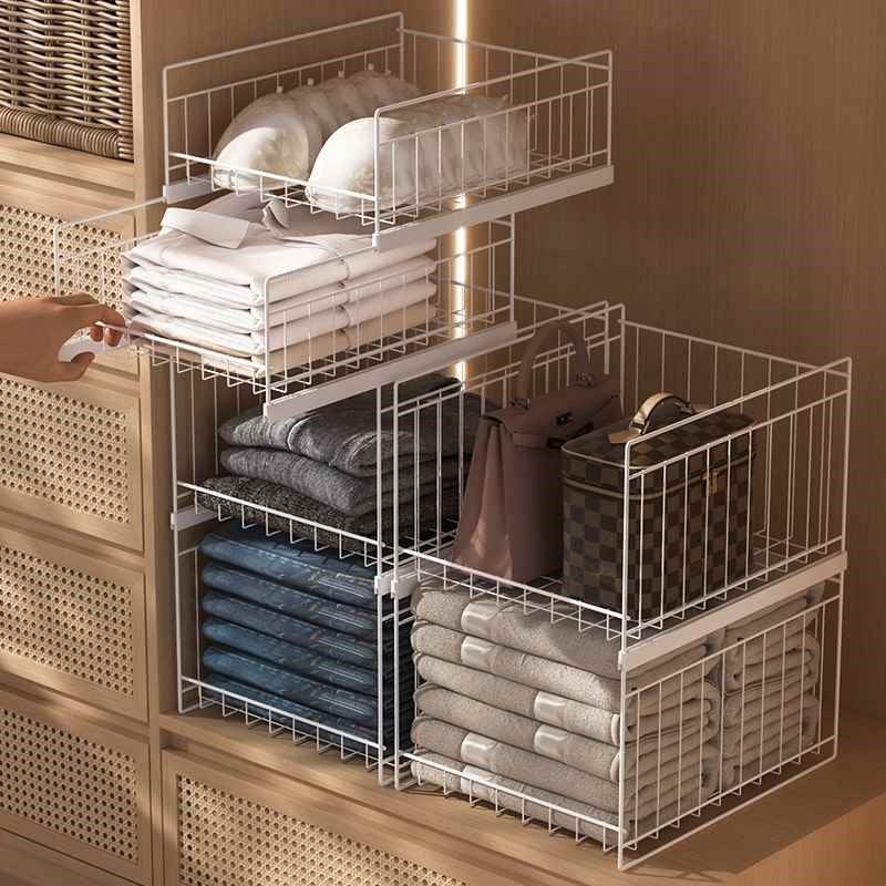 【折扣价】抽屉式收纳分隔板衣柜拉篮橱柜内分层置物架隔板自由叠,收纳整理,整理隔板,淘宝优惠券,粉丝福利购,淘宝优惠卷