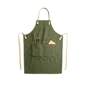 牛仔咖啡师画画围裙定制logo印字美术生花艺奶茶店工作服女夏季