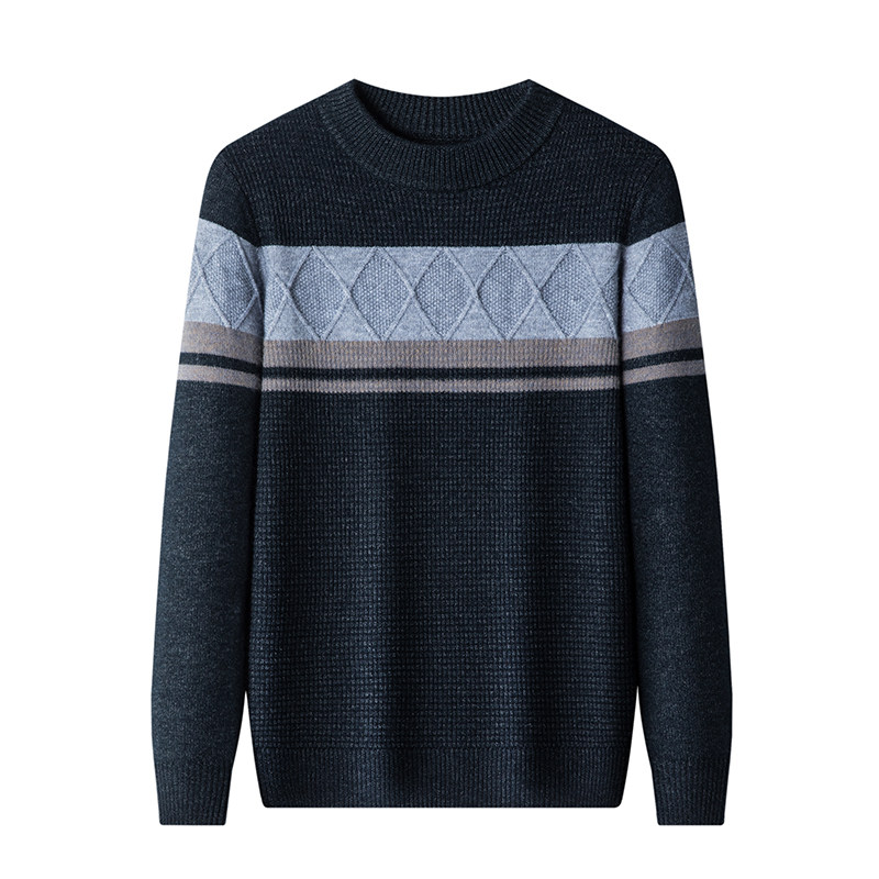 新款秋冬季半高领羊绒衫男中年纯羊绒加厚保暖R毛衣高档提花针织,男装,羊绒套衫,淘宝优惠券,粉丝福利购,淘宝优惠卷