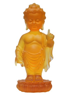 琉璃释迦牟尼太子佛像供奉浴佛盆莲花底座居家指天指地浴佛节摆件