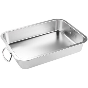 304不锈钢方盆大号配盖带把手食物方盆收餐盆加深特厚油炸大盆子