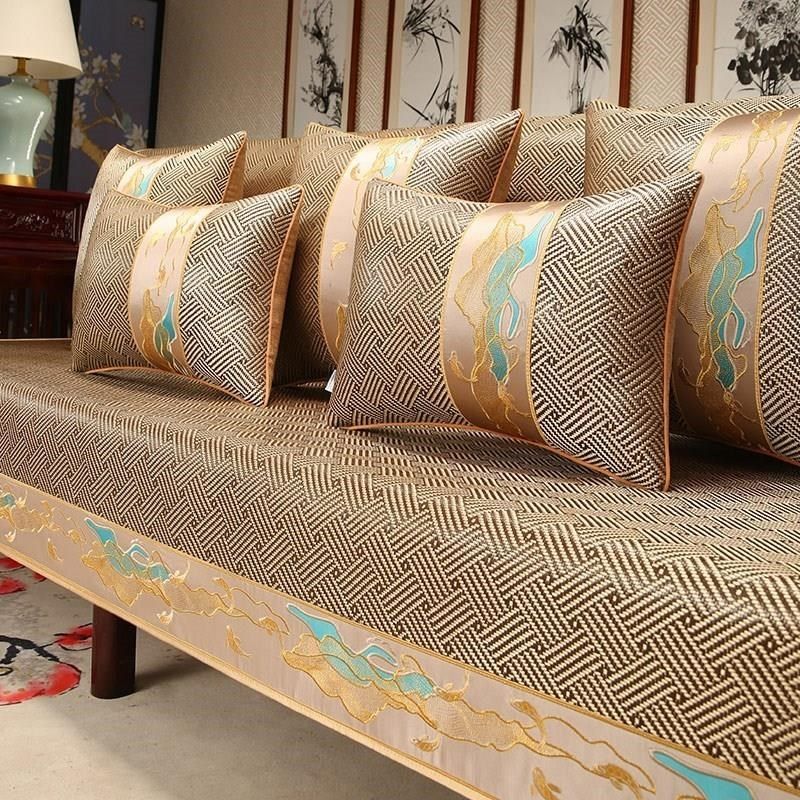 藤席红木沙发坐垫夏季冰丝沙发垫凉席凉垫防滑实木家具套罩盖布巾