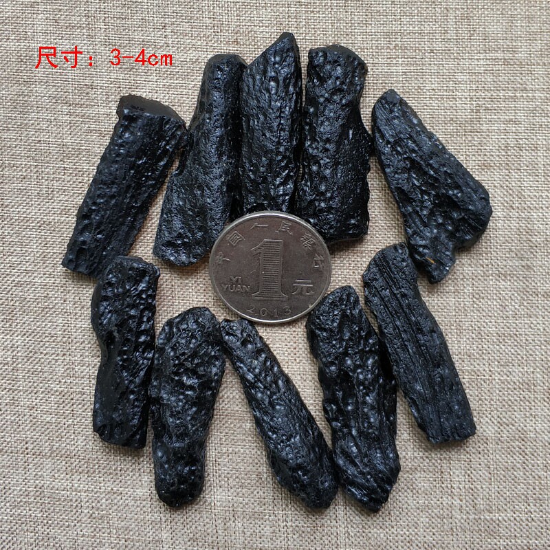 小众高货天然玻璃陨石雷公墨黑陨石原石摆件 琉璃陨石矿物教学标