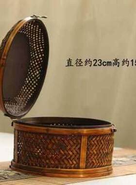 现货竹制品 竹编收纳筐 家用纯手工 手提 小篮子P 编织 竹篮 复古