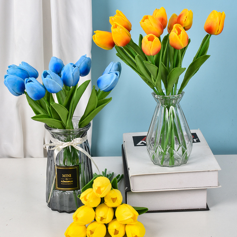 网红1PC Tulip Flower Real Touch Artificial Tulips Bouquet PE