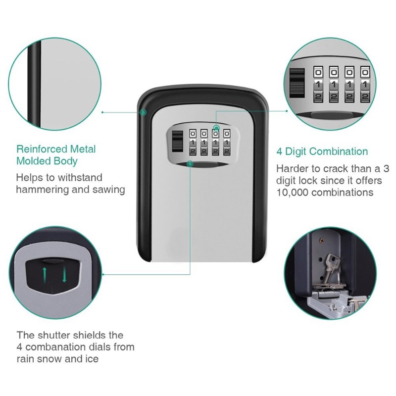 IMPORX Key Safe Box Weatherproof 4 Digit Combination Key Sto
