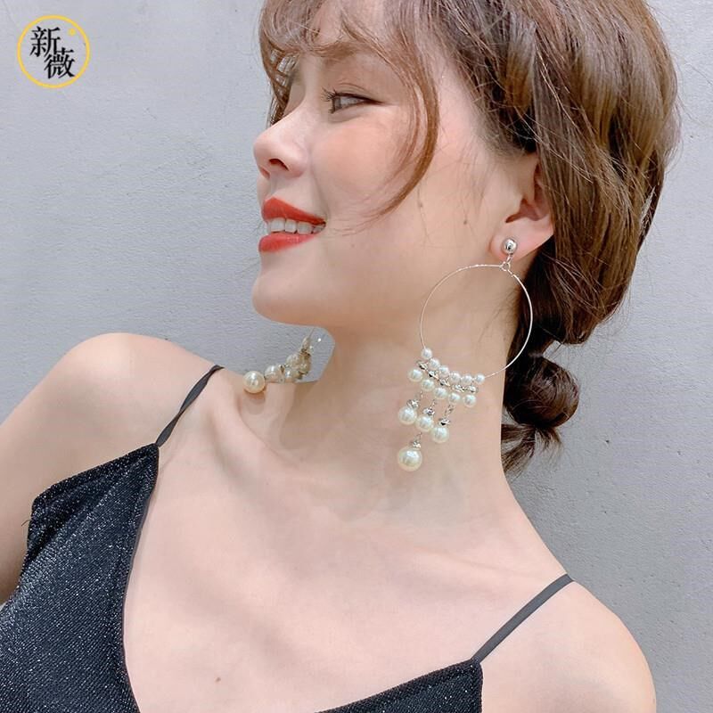 耳圈女气质简约个性百搭圆圈耳环长款圆环吊坠圆形圈圈耳饰女