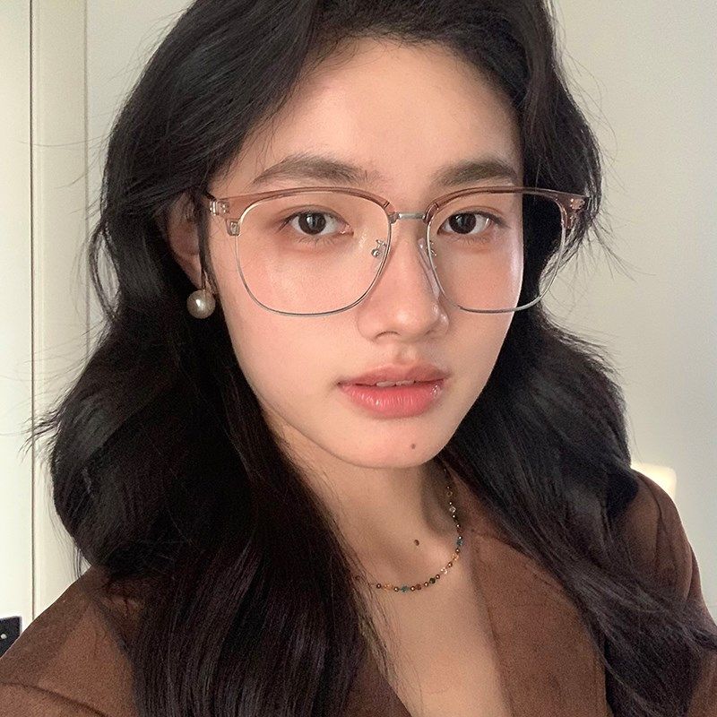 茶色大框近视眼镜女可配度数镜片大脸显瘦眉线半框眼睛框架潮,ZIPPO/瑞士军刀/眼镜,定制成品光学镜,淘宝优惠券,粉丝福利购,淘宝优惠卷