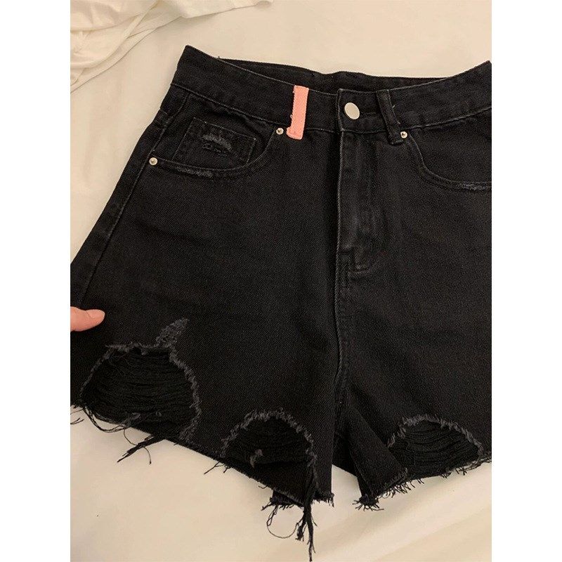 破洞牛仔短裤女夏薄款胖mm高腰宽松显瘦a字阔腿口袋刺绣流苏热裤,男装,短裤,淘宝优惠券,粉丝福利购,淘宝优惠卷