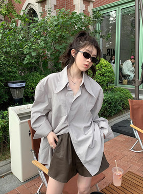 孕妇皮短裤春秋季新款女外穿宽松休闲三分裤开叉显瘦阔腿短裤秋冬