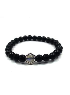 原创情侣守护天然黑曜石串珠爱情月光石银弹力能量手链百搭男女潮