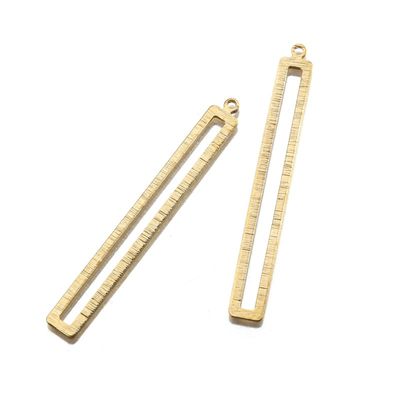 推荐20Pcs Raw Brass Textured Rectangle Frame Long Strip Bar