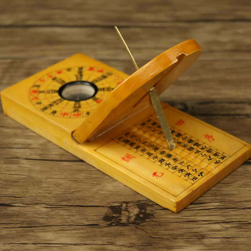 纯手工日晷仪摆件小罗盘高精度风水盘二寸随身携带袖珍专业罗经仪