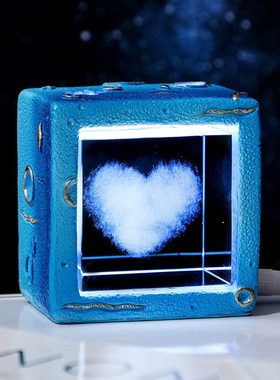 直销方形水晶小夜灯rUSB发光底座创意星辰海洋礼品摆件装饰品