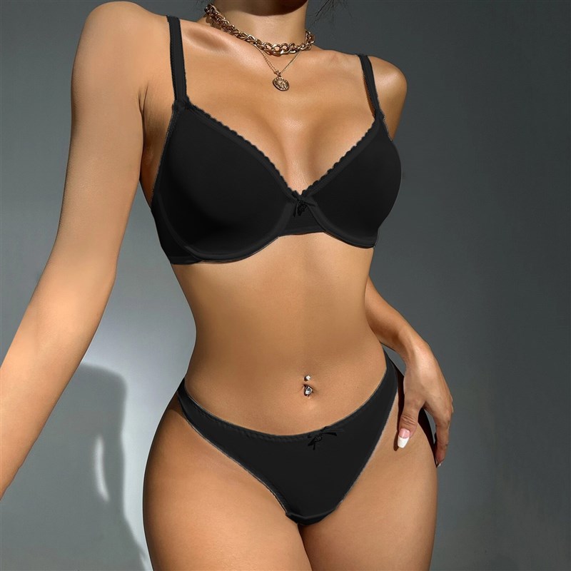 Sexy Lingerie lWomen Set push Up Brazilian Solid Underwear