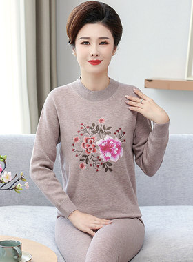 老年人保暖内衣女加厚加绒外穿妈妈奶奶棉中老年秋衣秋裤套装冬季