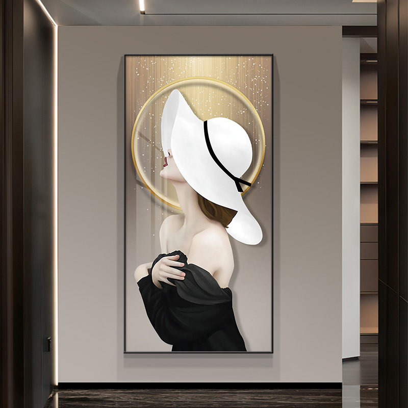 现货速发轻奢风美女人物玄关装饰画现代简约壁画服装店美容院走廊