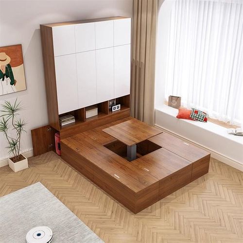 南通定制无床头榻榻米床箱储物床小户型卧室地台床衣柜一体组合床