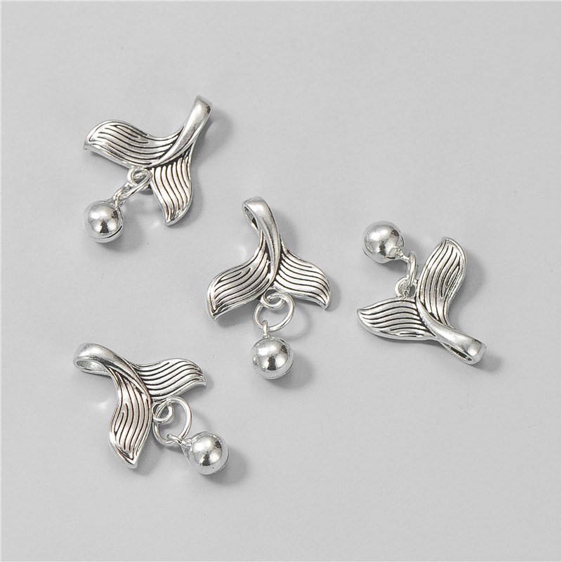 s925纯银泰银美人鱼尾巴铃铛挂件DIYK手工手链项链吊坠隔珠配件