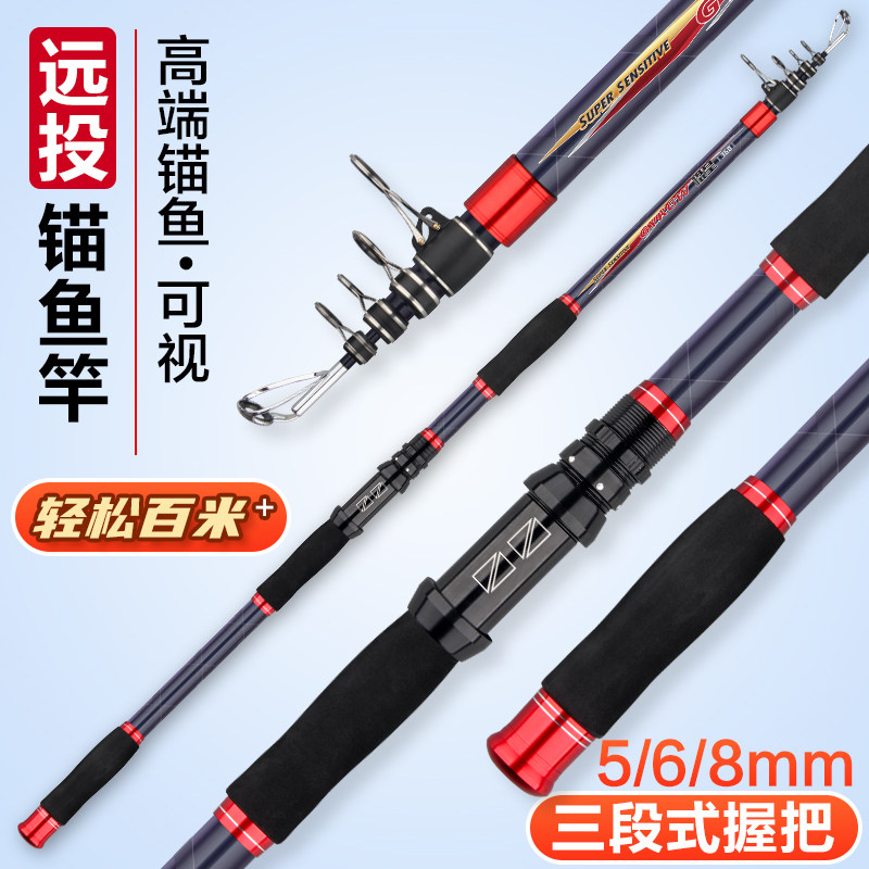 现货新型锚鱼竿专业锚杆远投w竿锚竿可视专用锚鱼竿全套超轻硬锚