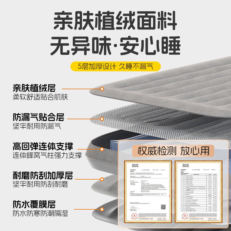 车载充气床垫打地铺露营气垫床家用全自动车上睡觉神器懒人床单人