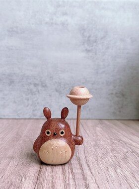 乌檀木小底座音乐盒实木猫摆件 雨伞大龙猫八音盒DTIY摆件底座桌