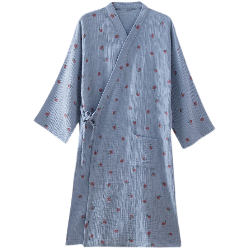 纱布日式和服睡衣女春秋u夏长袖薄睡袍孕妇浴袍浴衣汗蒸服睡裙