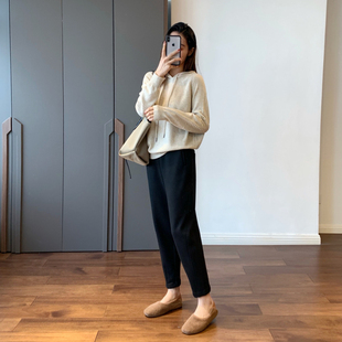 200斤 微胖妹妹mm加厚绒哈伦宽松显瘦遮肉小脚萝卜裤 秋冬大码 女装