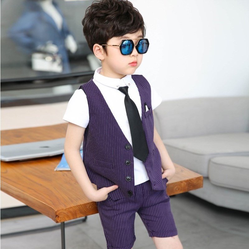 男童演出服装夏马甲六一儿童舞蹈主持人礼服幼儿园男孩子表演套装