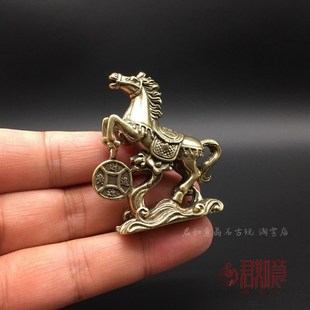 实心黄铜马到成功小摆件实心铜生肖骏马招财进宝站立铜马迷你小马