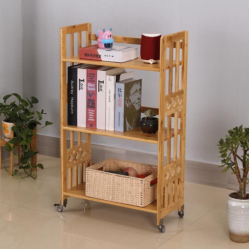 移动书架带轮置物架落地儿童书柜实木多层收纳架卧室靠墙飘窗架子,住宅家具,书架,淘宝优惠券,粉丝福利购,淘宝优惠卷
