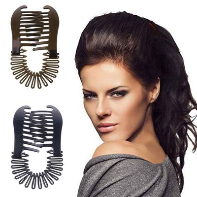 推荐2pcs/set Women Hollywood Large Comb Banana Clip Hair Ris