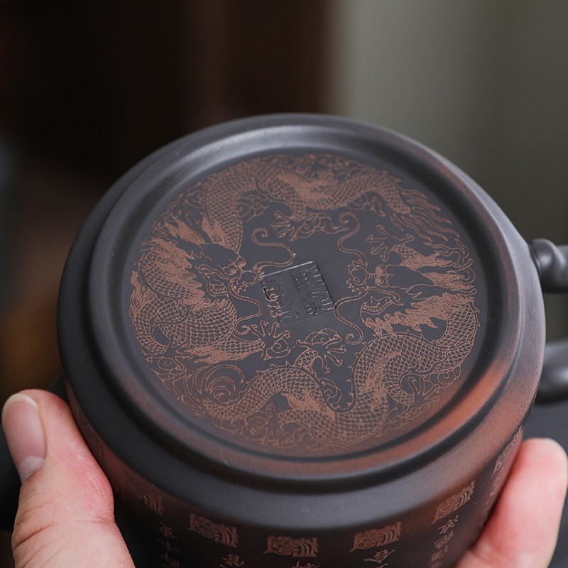 紫陶卧虎藏龙茶壶全手工壶泡茶壶茶壶泡茶紫砂壶套装功夫茶具