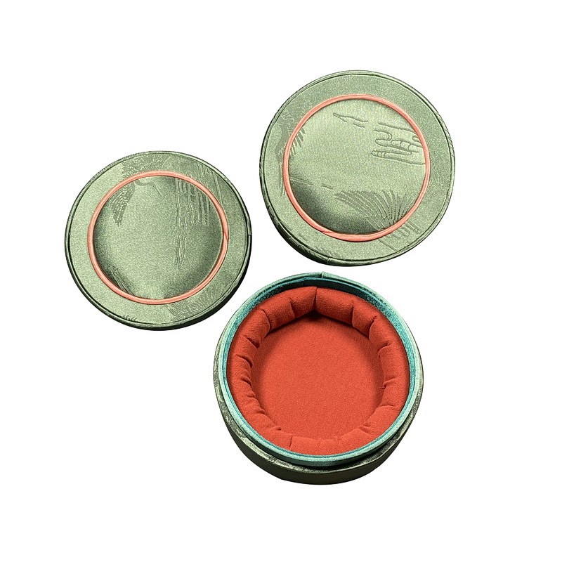 高端锦盒珠宝圆盒首饰盒圆形收纳C盒手链手镯盒佛珠手串文玩盒定