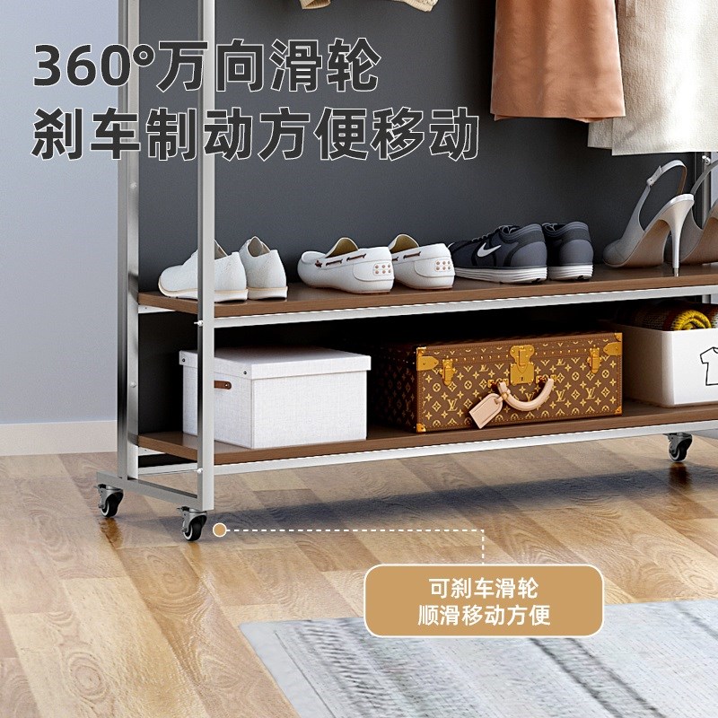 衣挂一体镜移动全身镜带挂衣架可旋转落地镜穿衣R镜衣帽架一体镜