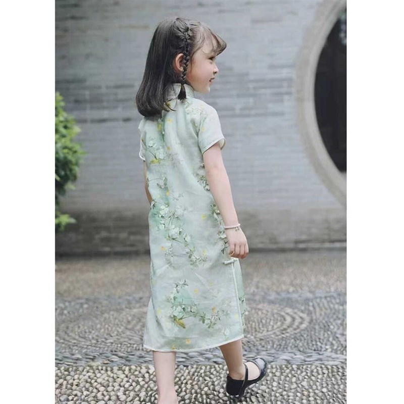 梨花香女童汉服儿童旗袍夏民国风女宝中国风连衣裙新中式轻薄复古