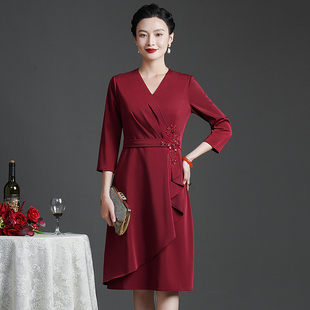 参加儿子结婚礼妈妈礼服夏季旗袍洋装女儿婚庆喜婆婆婚宴装