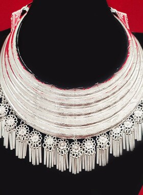 西南民族风项圈 苗族镀亮银项链 少数民族节日舞蹈演出服装配饰