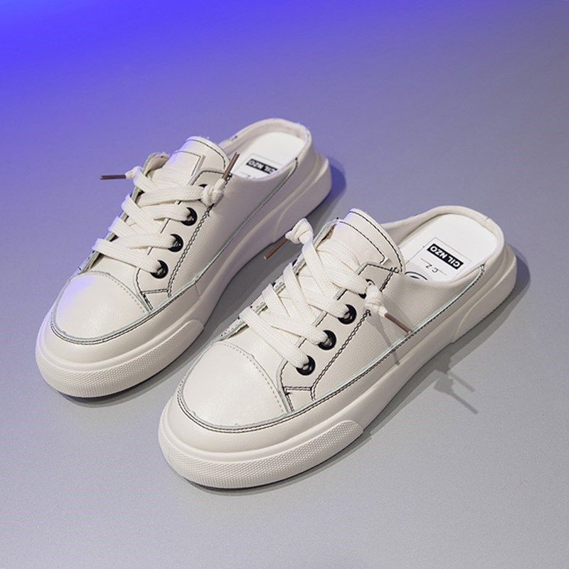 半托单鞋女2024春款无后跟小白鞋百搭包头平底女拖鞋夏季懒人鞋子,女鞋,包头拖,淘宝优惠券,粉丝福利购,淘宝优惠卷