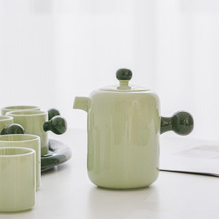 奶油色设计风小众陶瓷奶咖热水泡茶壶喝茶水杯子套装花茶水具家用