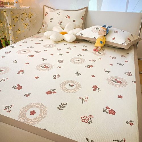 夏季少女心碎花冰藤席可水洗可爱冰丝空调席软席单人双人防滑凉席