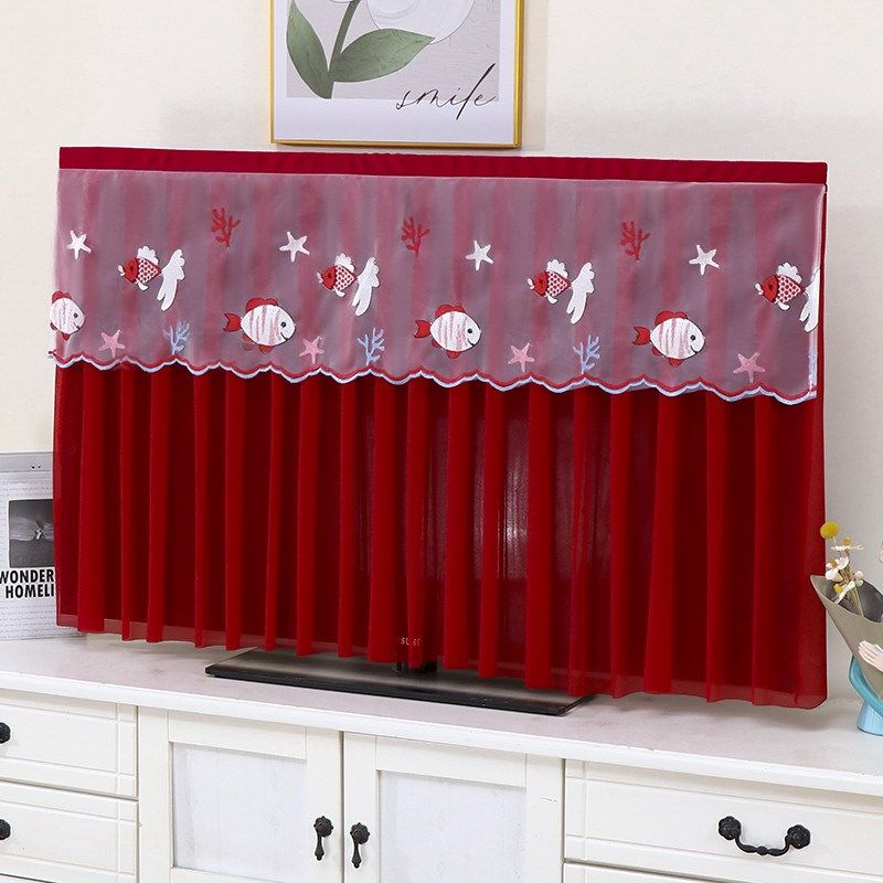 取防尘罩蕾丝电视套开机不电视机55寸65寸挂式台式曲面电视罩新款