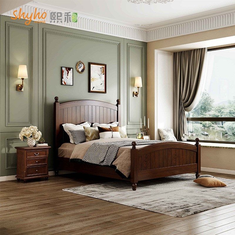 BTV4美式复古全l实木床樱桃木儿童床双人床现代简约主卧单人床家,住宅家具,实木床,淘宝优惠券,粉丝福利购,淘宝优惠卷