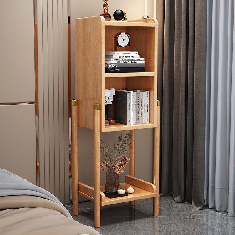 床头全实木置物架小型床头柜客厅落地书架简约增高新中式储物书柜,收纳整理,书桌收纳置物架,淘宝优惠券,粉丝福利购,淘宝优惠卷