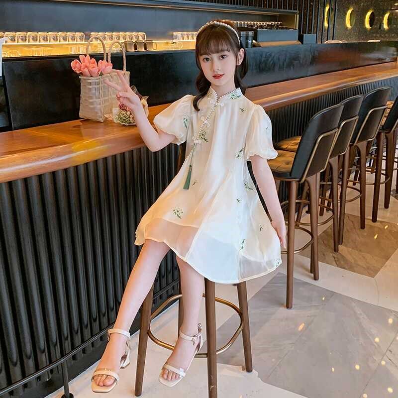 女童夏季改良版旗袍裙中大儿童2024新款洋气中国风汉服连衣裙