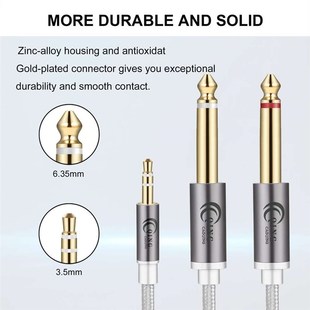 Double 6.35mm Jack 2mono 3.5mm Aux 6.5 Cable