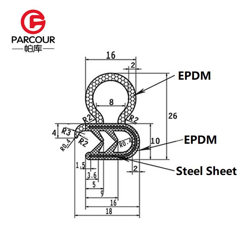 High quality 1m EPDM and steel   Noise Insulation Sealing Ru