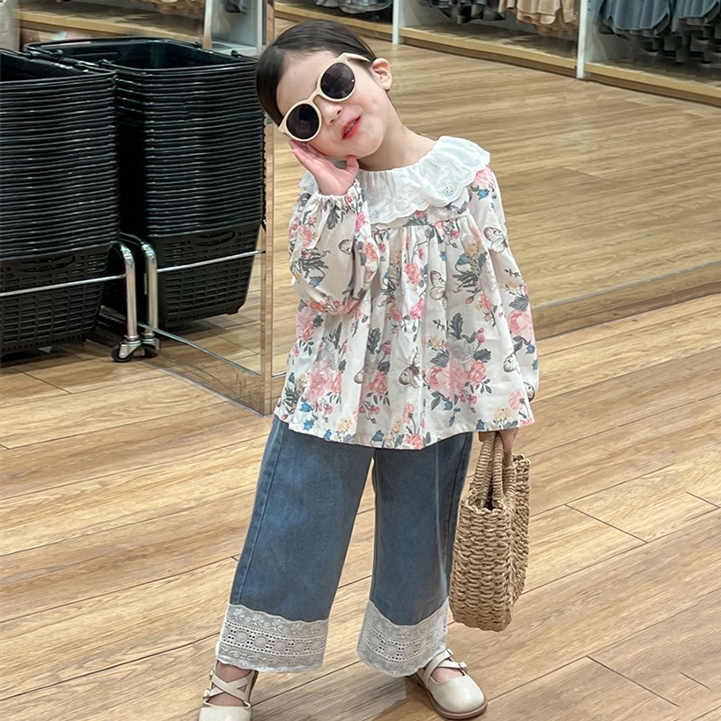 现货女童春秋套装2024r新款儿童洋气韩范小女孩童装早春上衣阔腿